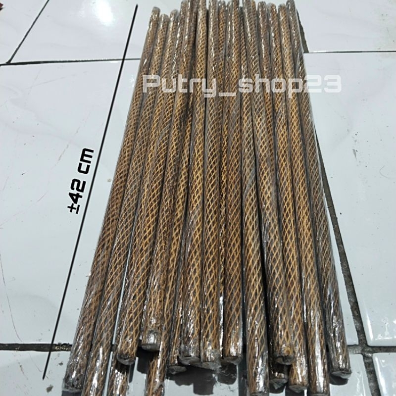 Tangkringan burung kenari motif sisik bakar silang D 10x 42cm (1pcs)