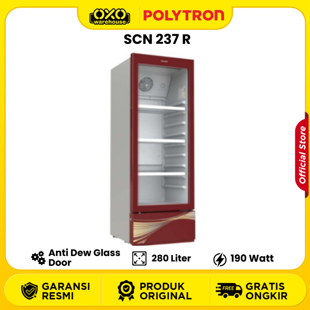 POLYTRON Showcase SCN 237R Display Cooler Kapasitas 280 Liter Low Watt Garansi Resmi