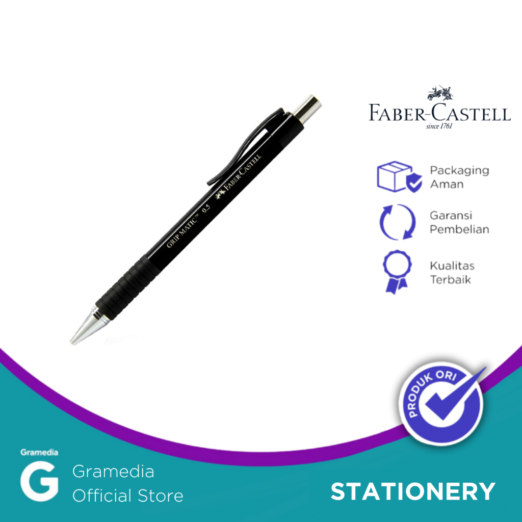 

FABER-CASTELL - PENSIL MEKANIK GRIP MATIC WARNA HITAM