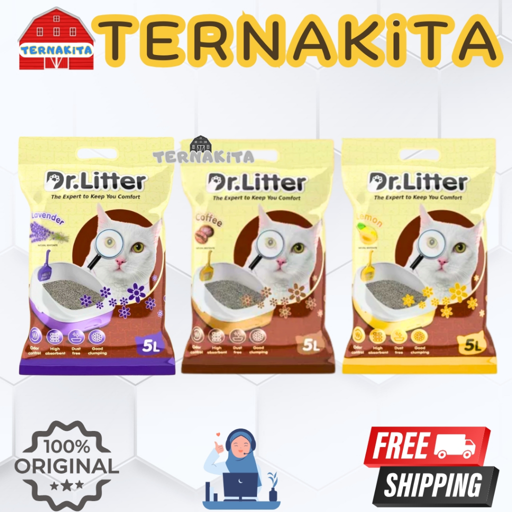 PASIR DR LITTER 5 LITER - Pasir Gumpal Wangi Dr. Litter 5 Liter Pasir Kucing