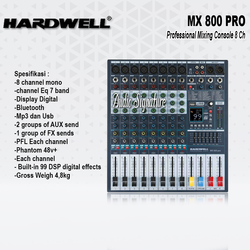 Mixer 8 Channel HARDWELL MX 800 PRO | MX 800PRO | MX800PRO Original USB Interface