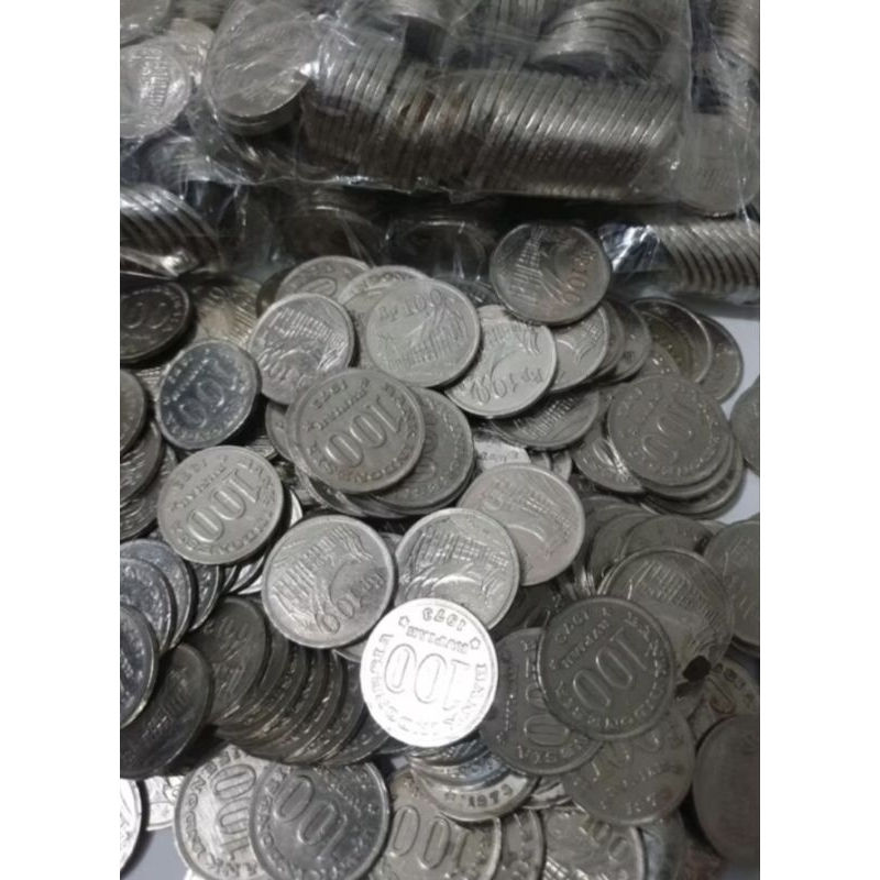 uang koin jadul 100 tebal tahun 1973 untuk koleksi/bekas