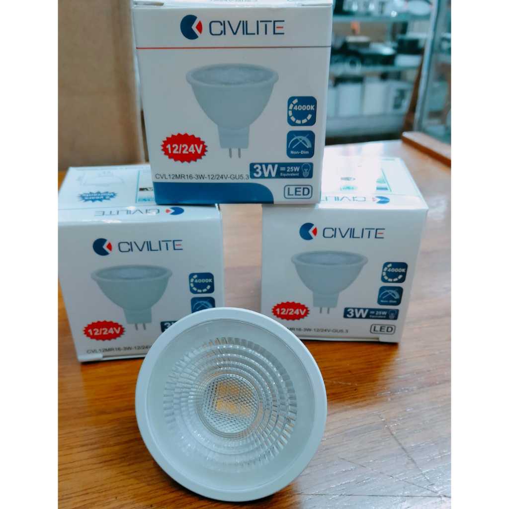 LAMPU LED MR16 DC 3WATT 12V 24V LAMPU SOROT MR16 3W CIVILITE