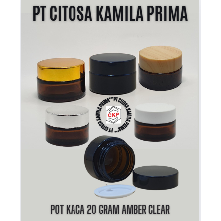 Pot Kaca 20 Gram Bulat Amber Clear / Pot Cream Kaca / Pot Skincare / Pot Krim / Pot Kaca Promo / Pro