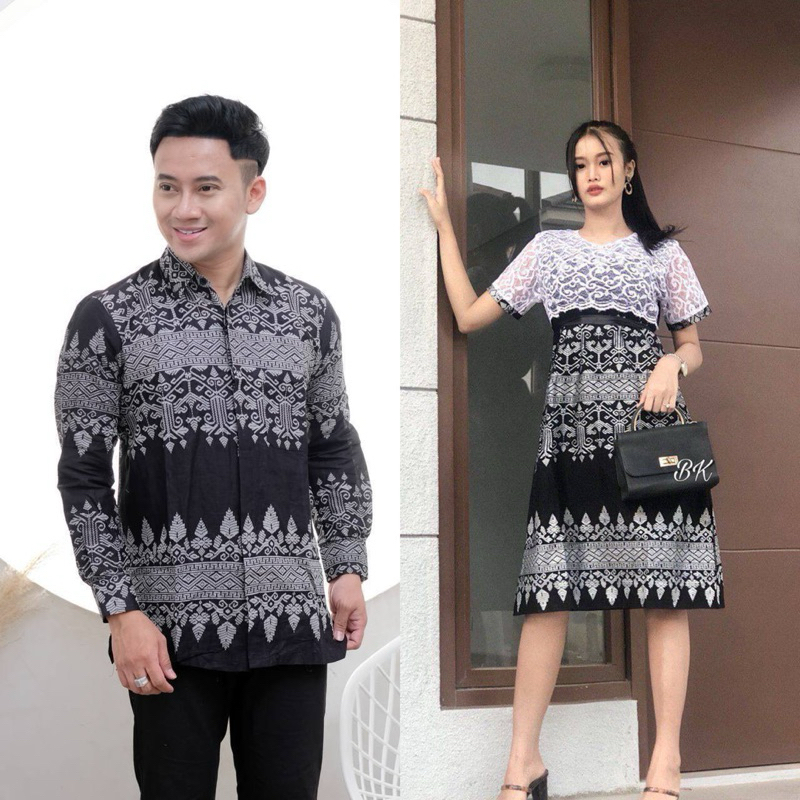 Couple Pasangan Dress Brukat dan Kemeja Batik keluarga New / Couple Baju Dress Pasangan new motif / 
