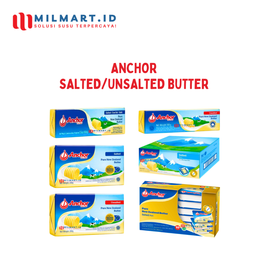 

ANCHOR UNSALTED BUTTER SALTED 100G/200G MINI DISH PURE BUTTER ISI 10PCS