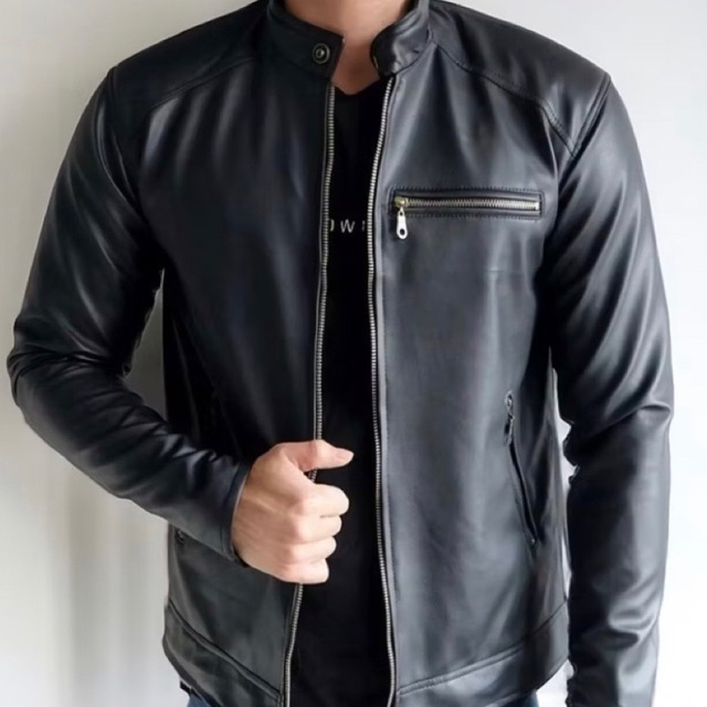 JAKET KULIT PRIA SINTETIS / JAKET MOTOR / JAKET KULIT GAGAH / JAKET MOTOR