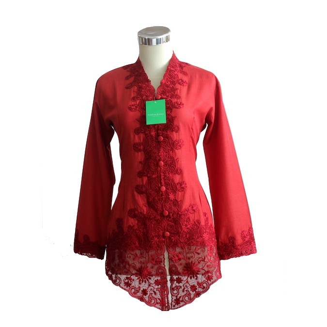 Kebaya Katun Modern Merah Maroon Thatha 419 Size S M L XL Jumbo