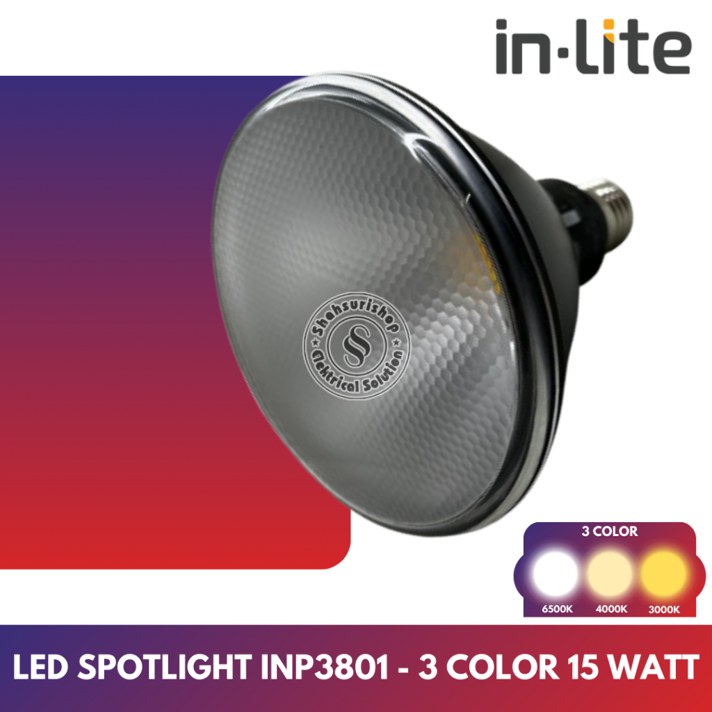 IN-LITE LAMPU SPOTLIGHT 3 WARNA INP3801 LED SPOTLIGHT 3 COLOR PAR38 FITTING E27 15 WATT