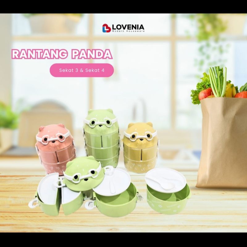 Rantang Plastik Susun 3 dan 4 Lucu Panda Box Kotak Tempat Makan Susun Sekat