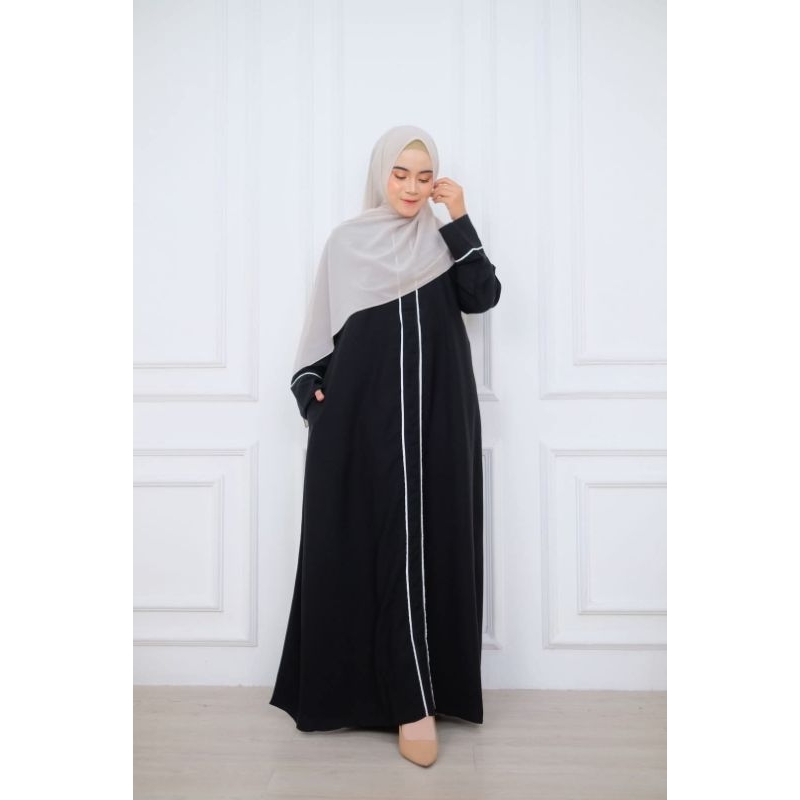 Abaya Basic Jetblack Premium S-XXL / Abaya Hitam Jetblack Remaja / Abaya Gamis Hitam Jetblack Terbar