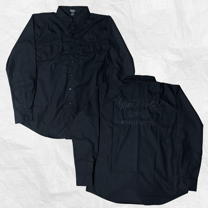 Vondutch Workshirt Lengan Panjang kemeja lengan panjang Pria  - Panjang Full Black VW-09