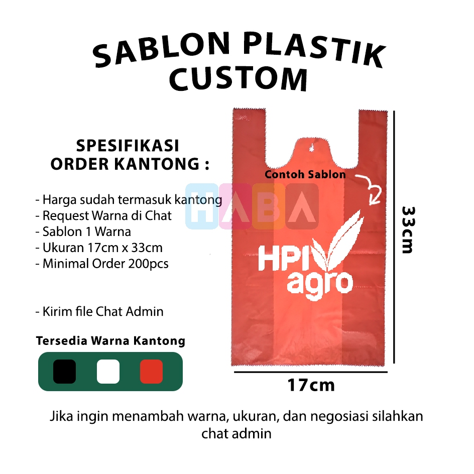 Plastik Sablon Kresek Custom Ukuran Kecil Sedang Besar | Kantong Plastik Qurban Warna Merah hitam da