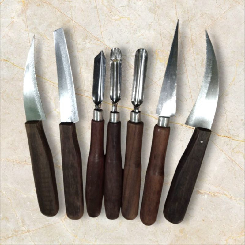 pisau garnish/pisau ukir buah/pisau sayur 1 set isi 7
