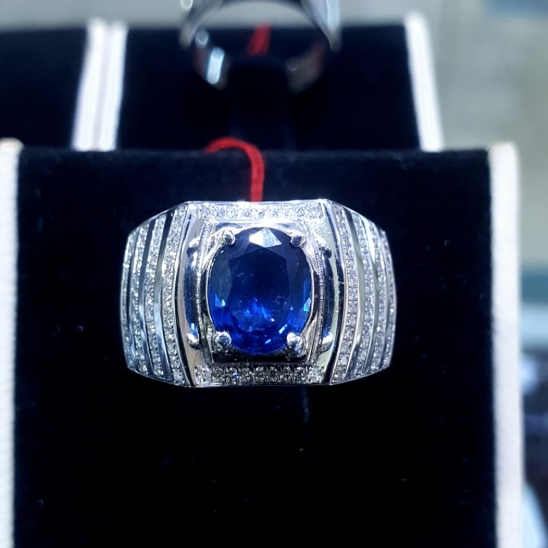 MEN'S RING Cincin Berlian Pria Sapphire Madagascar ring perak palladium