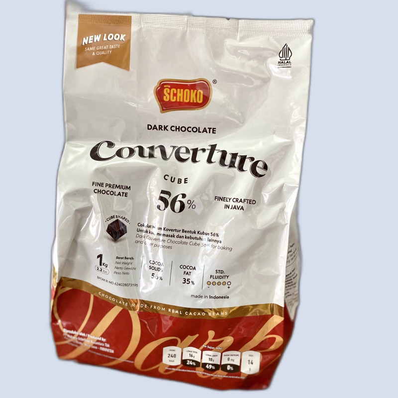 

1KG SCHOKO DARK CHOCOLATE COUVERTURE 56% CUBE