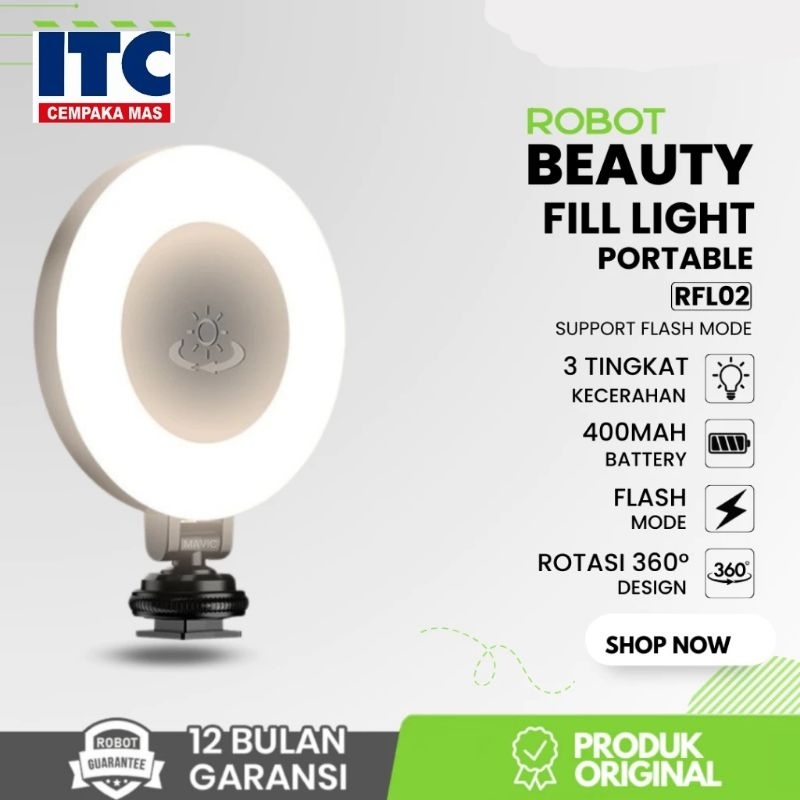Lampu Ring Light Mini Robot RFL02 Dapat Diputar Diatur Sudutnya Original Bergaransi RFL
