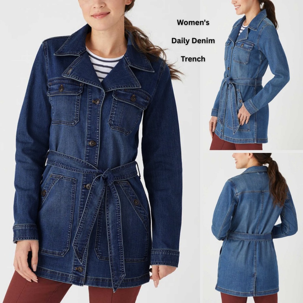 Jacket Denim Wanita Lengan Panjang Stretch (DLT01 DAILY DENIM TRENCH)