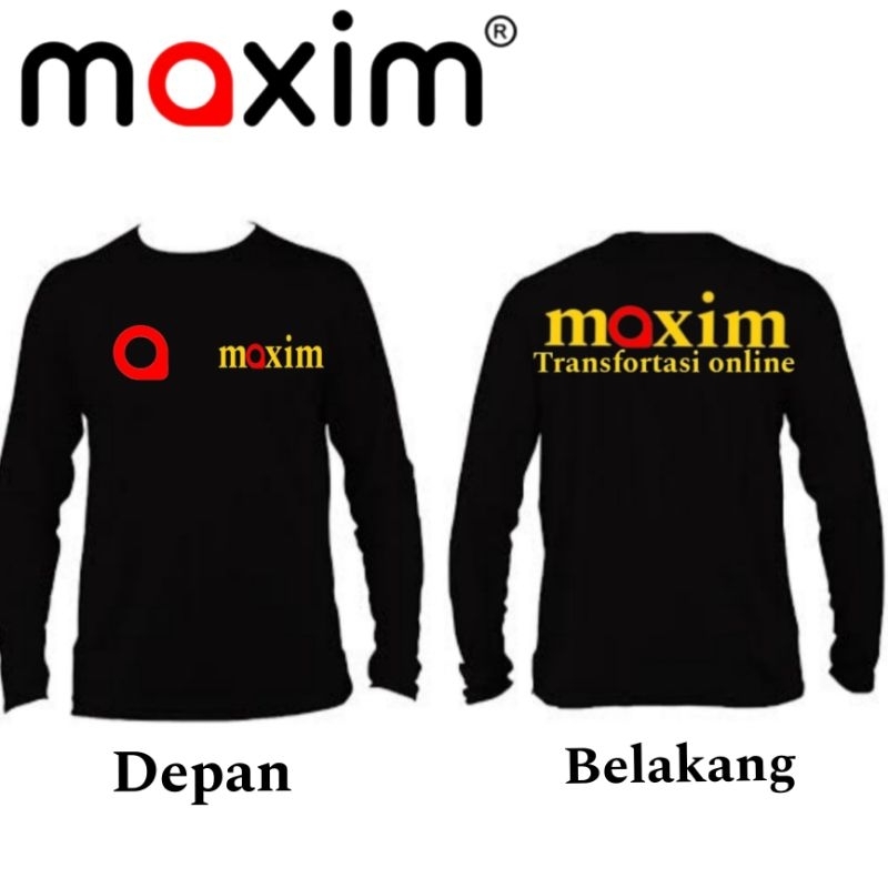 kaos lengan panjang kaos hitam logo Maxim kaos Maxim driver transfortasi online