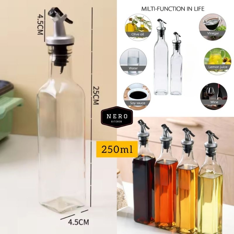 Botol Minyak Kaca 250ml / Botol sauce kaca / Glass Oil Bottle Dispenser Sauce Vinegar Wine 250ml / A