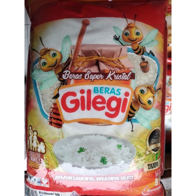 

Beras Premium Pulen cap GILEGI 5 kg produk asli Jember