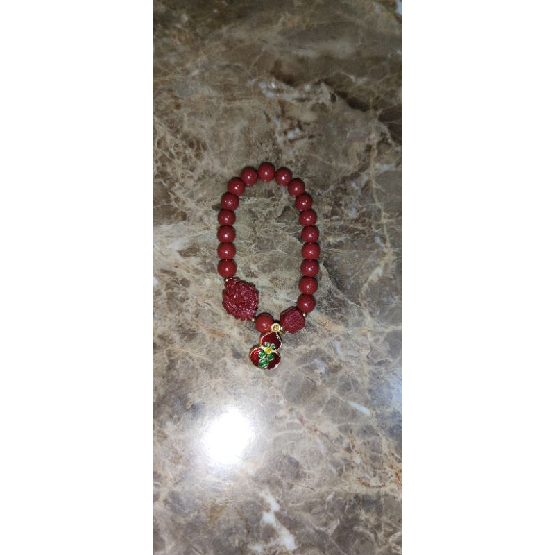 Gelang Cinabar Dragon Spacer + Hulu 2warna 8mm Natural Stone