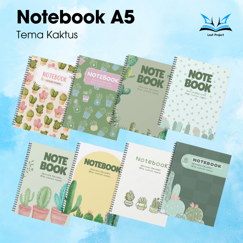 

[Notebook A5 80 lembar] Buku Diary Tema Kaktus Jurnal Catatan Buku Tulis Kaktus Bisa Custom Nama