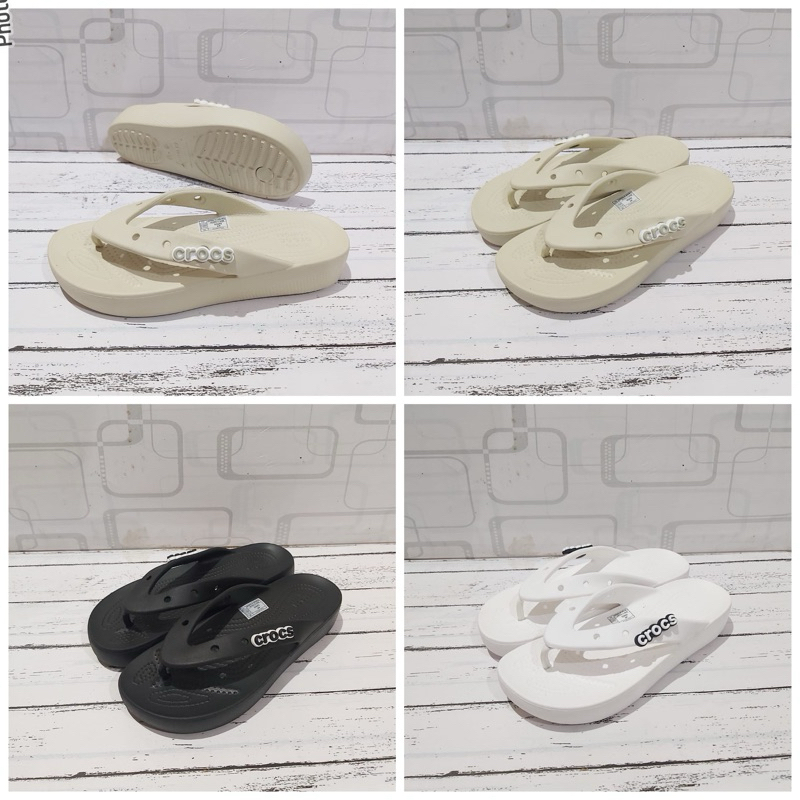 TERMURAH BEST SELLER Sendal Crocs Platform Flip Women / Croc / Flip Flop / Sandal pantai rubber / Sa