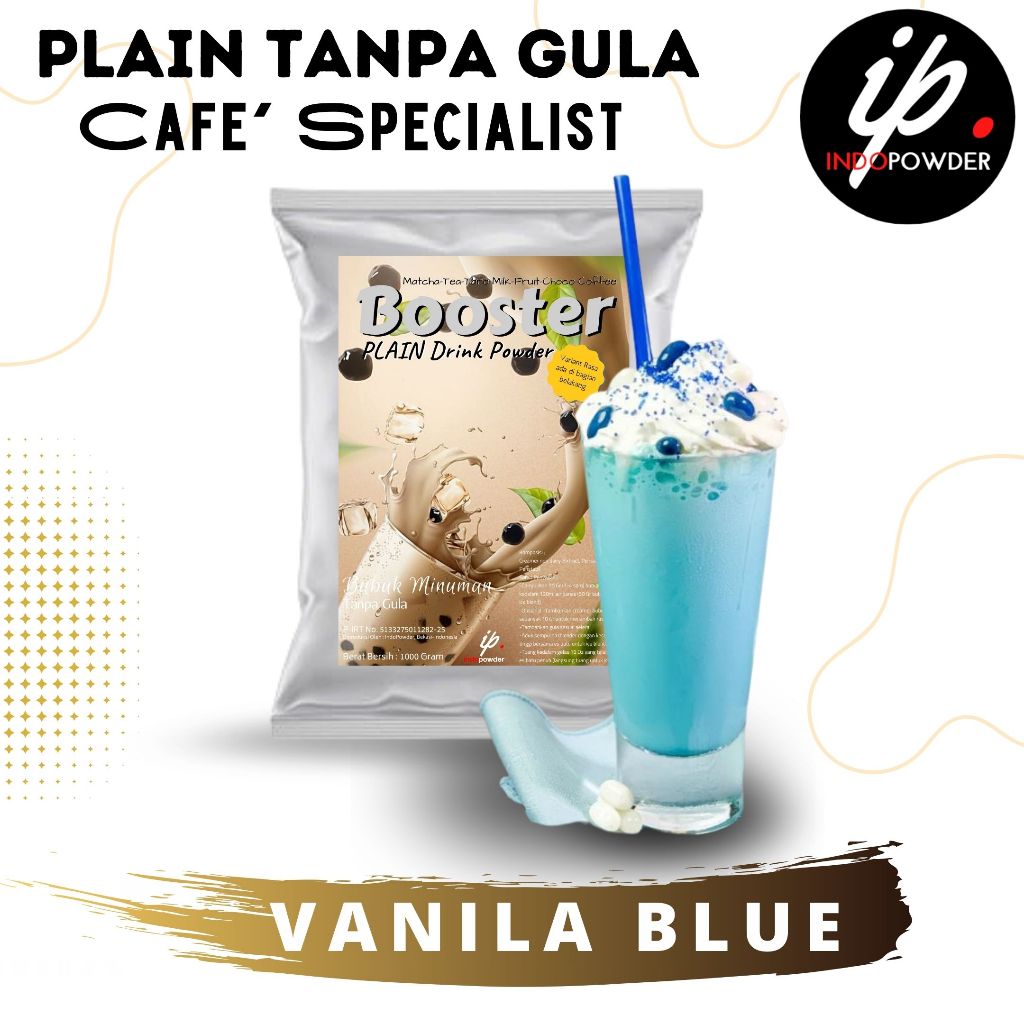 

IP Bogor - Bubuk Minuman Plain Tanpa Gula Rasa VANILLA BLUE 1Kg Untuk Cafe, Waralaba dan Resto