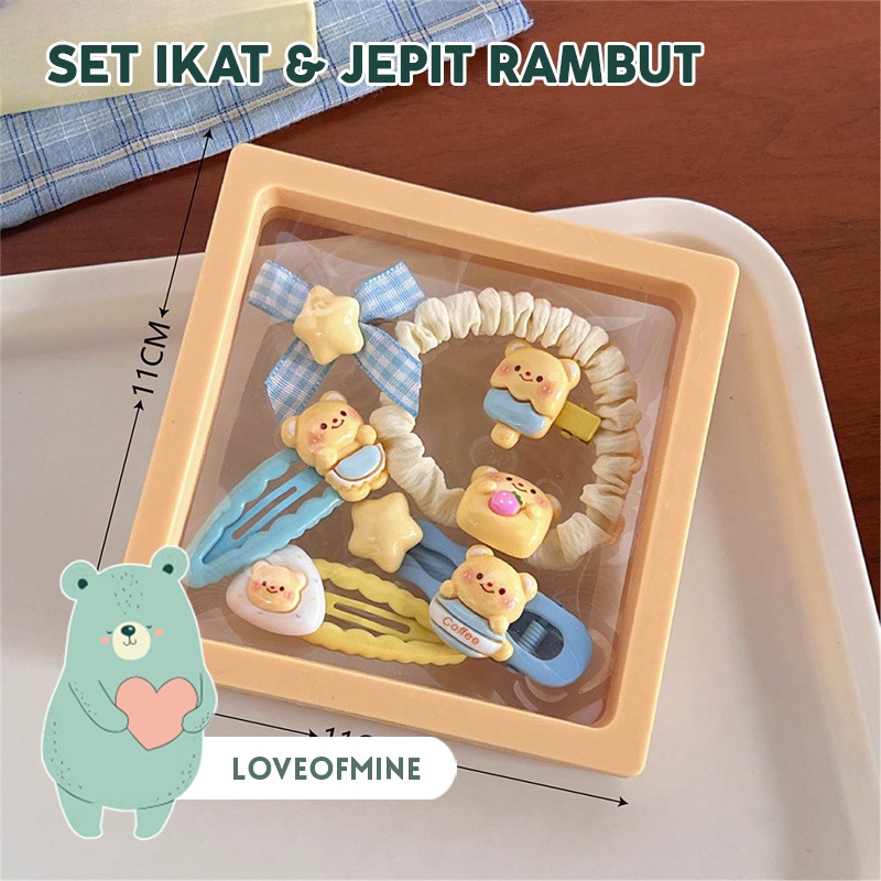 Set jepit ikat rambut premium korea beruang lucu untuk anak perempuan wanita