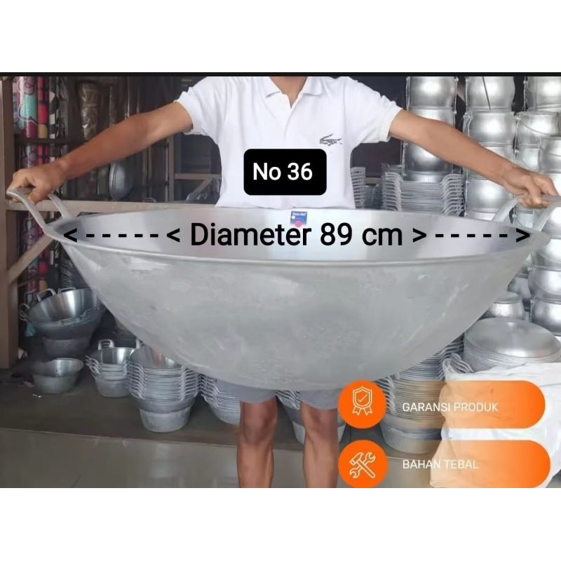 Kuali kewung Ukuran Jumbo Besar Wajan Kuali Kancah Besar Anti Pecah Aluminium Cor Tebal