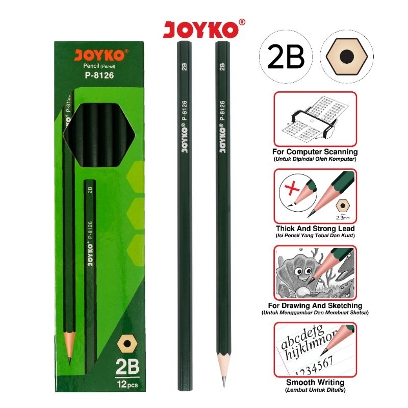 

PENSIL 2B JOYKO P-8126 PENSIL MURAH BERKUALITAS HARGA UNTUK 1PACK ISI 12BIJI