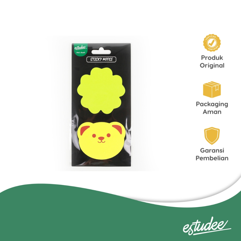 

ESTUDEE STICKY NOTE DIECUT CLOVER BEAR 70X70MM 20SHT