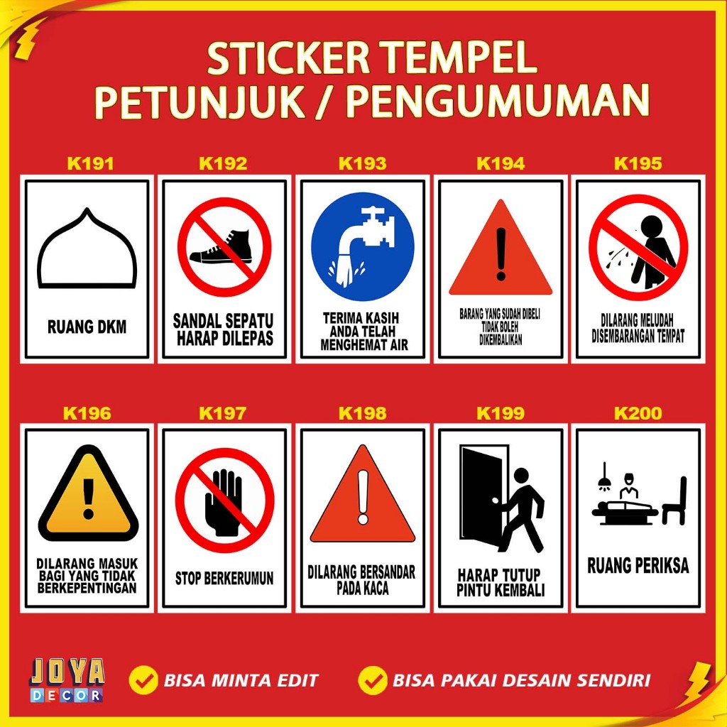 

Sticker Stiker Petunjuk Warning Pengumuman ruang dkm stop berkerumun ruang periksa harap tutup pintu kembali kk191