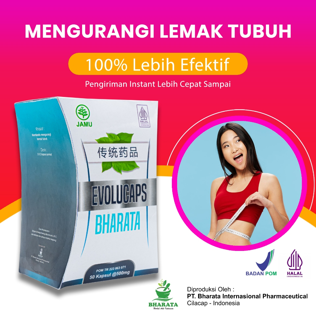 Obat Diet Pelangsing Tubuh Herbal 100% Paling Ampuh Evolucaps Bharata Original Bpom dan Halal MUI