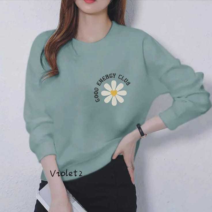 KAOS ATASAN WANITA LENGAN PANJANG DEWASA TRENDY MOTIF GOOD ENERGY CLUB