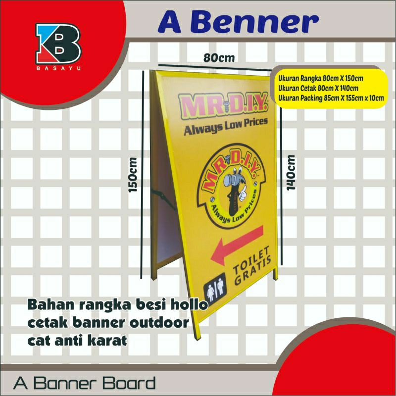 A BANNER  / STAND BANNER LIPAT / PAVEMENT STAND / STANDING BANNER PROMOSI SIDEWALK