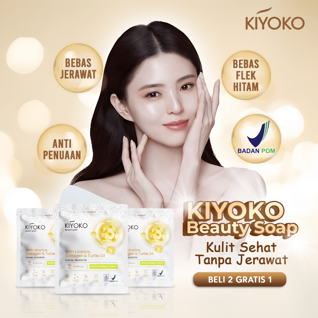 KIYOKO BEAUTY SOAP - Sabun Kecantikan Untuk Mengatasi Jerawat, flek Hitam, Kulit Kusam Aman BPOM