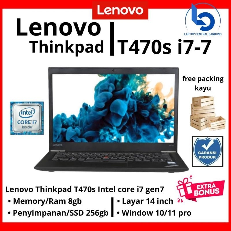 Laptop Lenovo Thinkpad T470s core i7 gen7 ram8gb ssd 256gb original