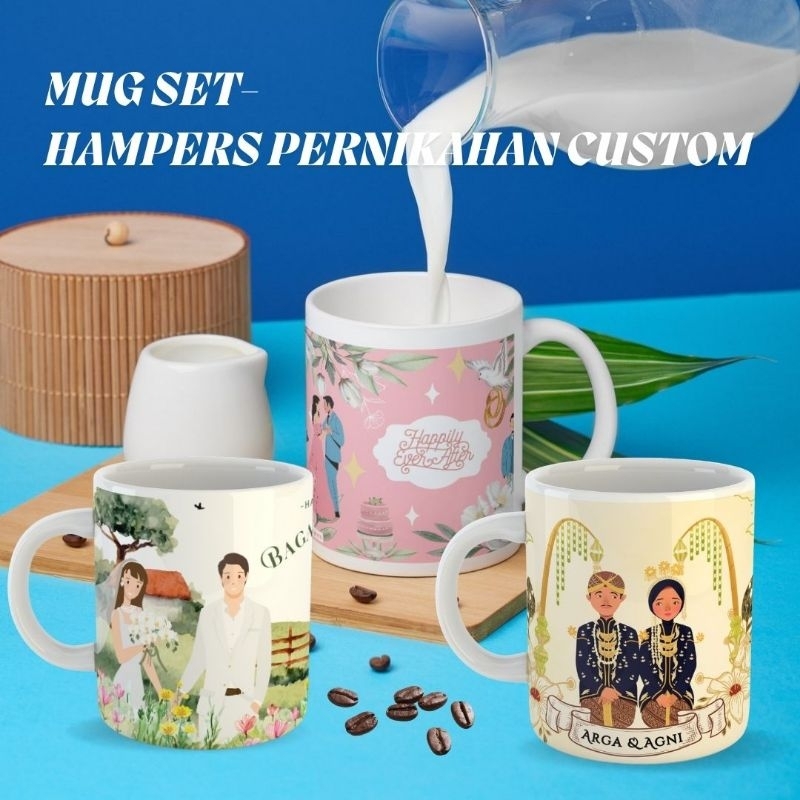 SOUVENIR DAN KADO PERNIKAHAN PREMIUM CUSTOM MUG GELAS TUMBLER ESTETIK