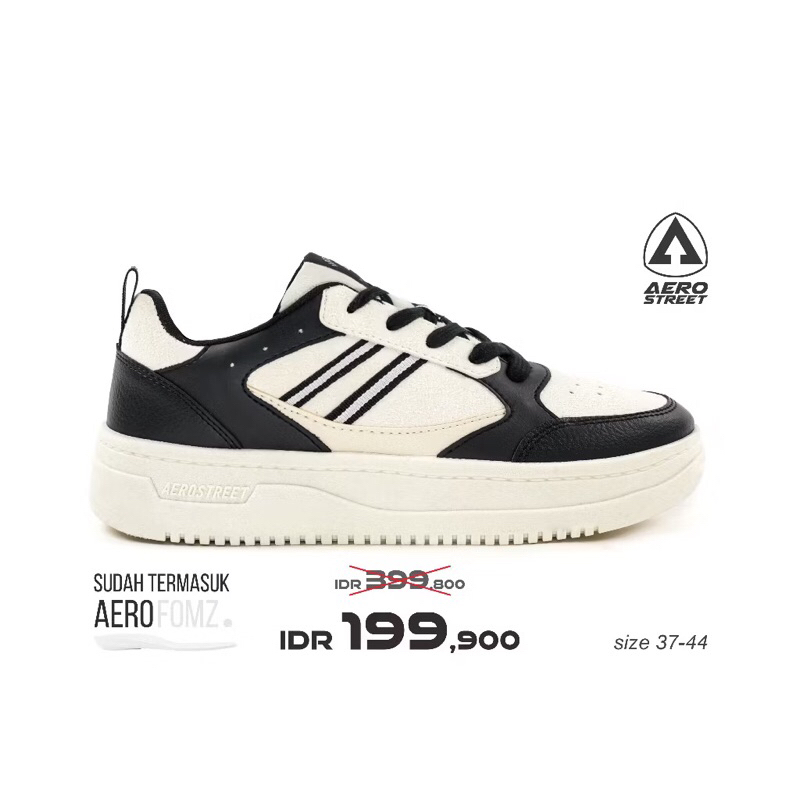 Aerostreet Oxford Natural Putih Hitam - Sepatu Sneakers
