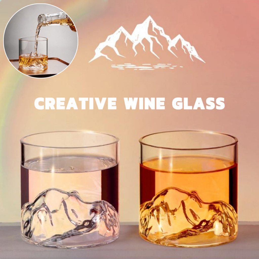 200ML/300ML gelas kaca es teh Gelas Whiskey Gelas Gunung Fuji Gelas Kaca 3D