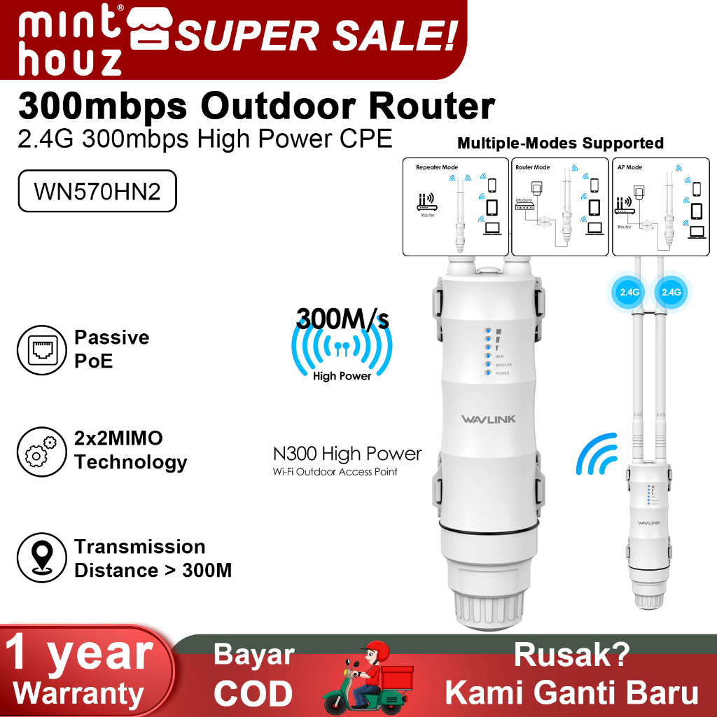 Wavlink AC600 CPE Outdoor Router Wireless Access Point WIFI Repeater 2.4GHz 150Mbps + 5GHz 433Mbps