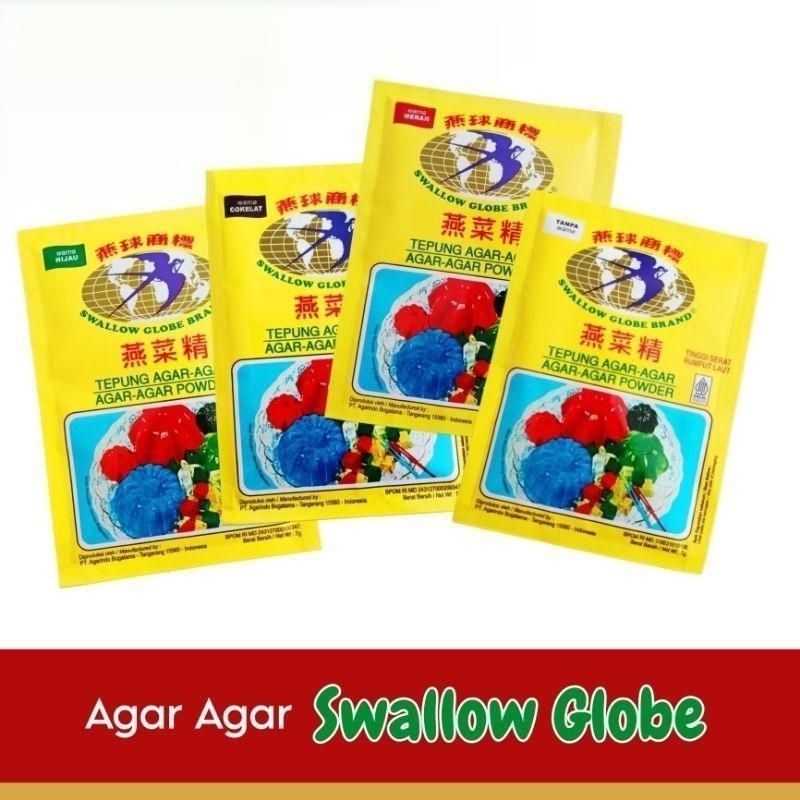 

[1 pcs] TEPUNG AGAR AGAR SWALLOW GLOBE PUTIH MERAH HIJAU COKLAT 7gr