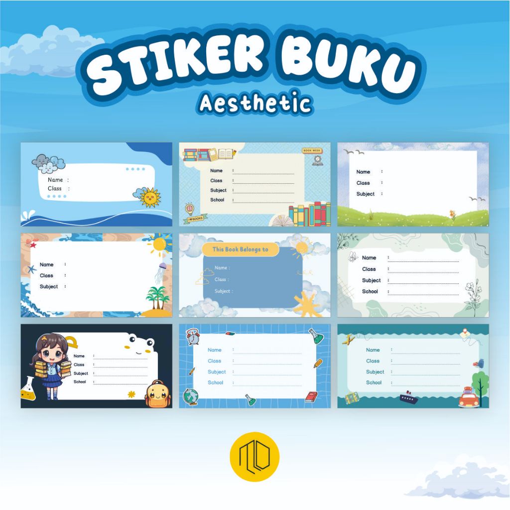 Stiker Mapel Isi 30 Pcs / Stiker Buku Custom Tema Aesthetic 3 / Stiker Nama Buku Pelajaran / Label B