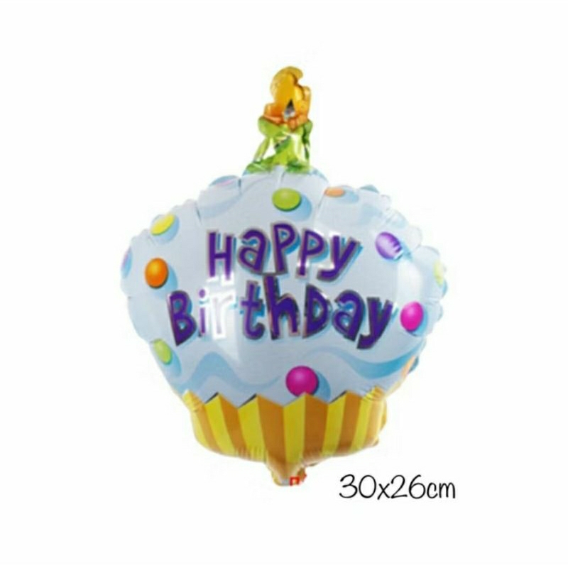 Balon foil cupcake mini warna biru muda pink merah blue cake tart lilin candle candles balloon baloo