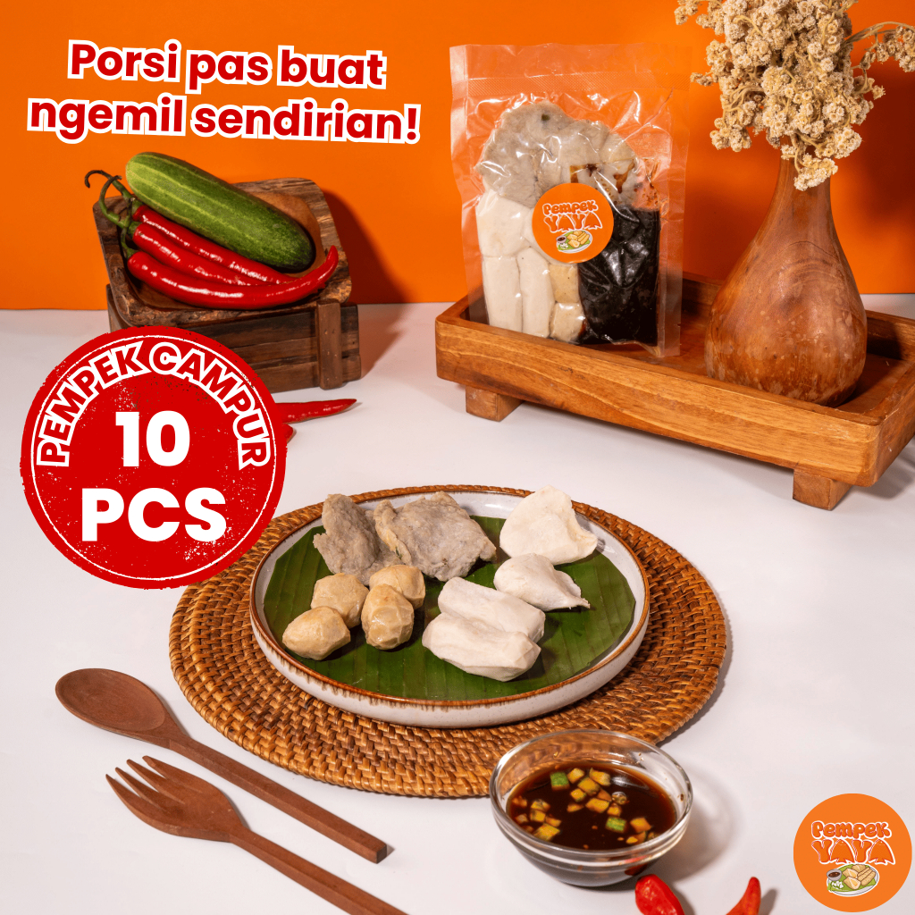 

Pempek Yaya - Pempek Campur / Mix Isi 10 Pcs + Cuko Sachet 1 Pcs - Pempek Khas Palembang Asli Ikan Kemasan Frozen / Vakum
