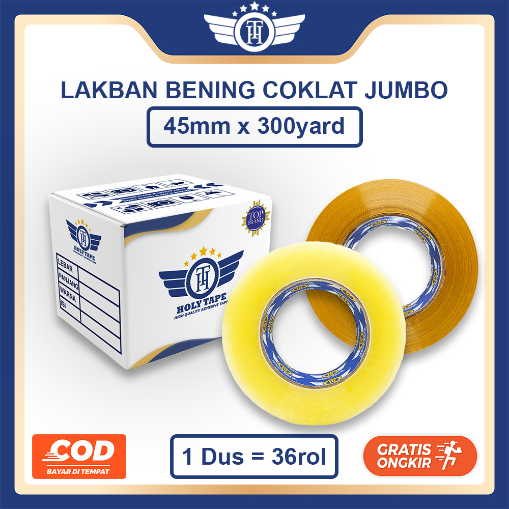 

(CARGO) GROSIR LAKBAN BENING / COKLAT 300 YARD HOLYTAPE KUALITAS PREMIUM