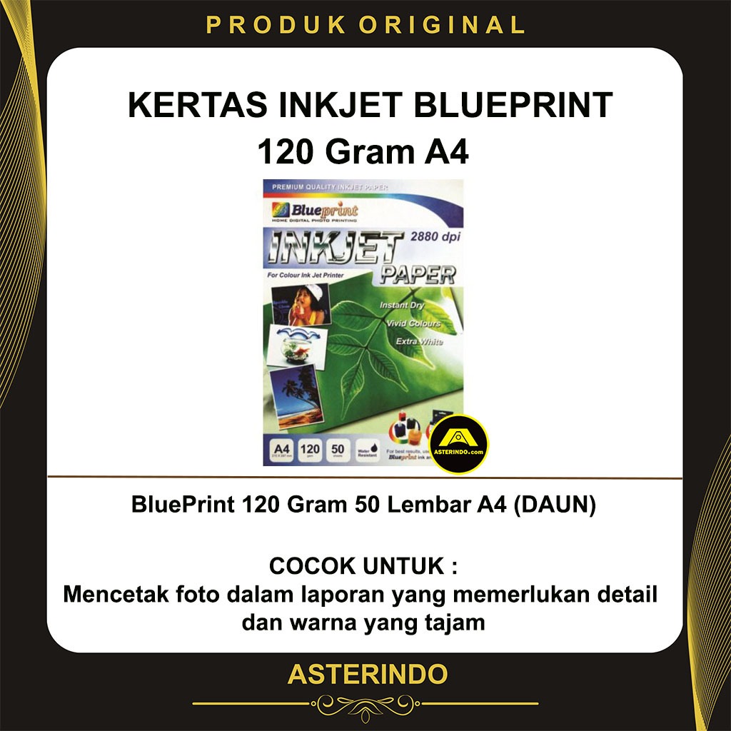 

Kertas Inkjet BluePrint 120 Gram 50 Lembar A4 Daun Inkjet Paper