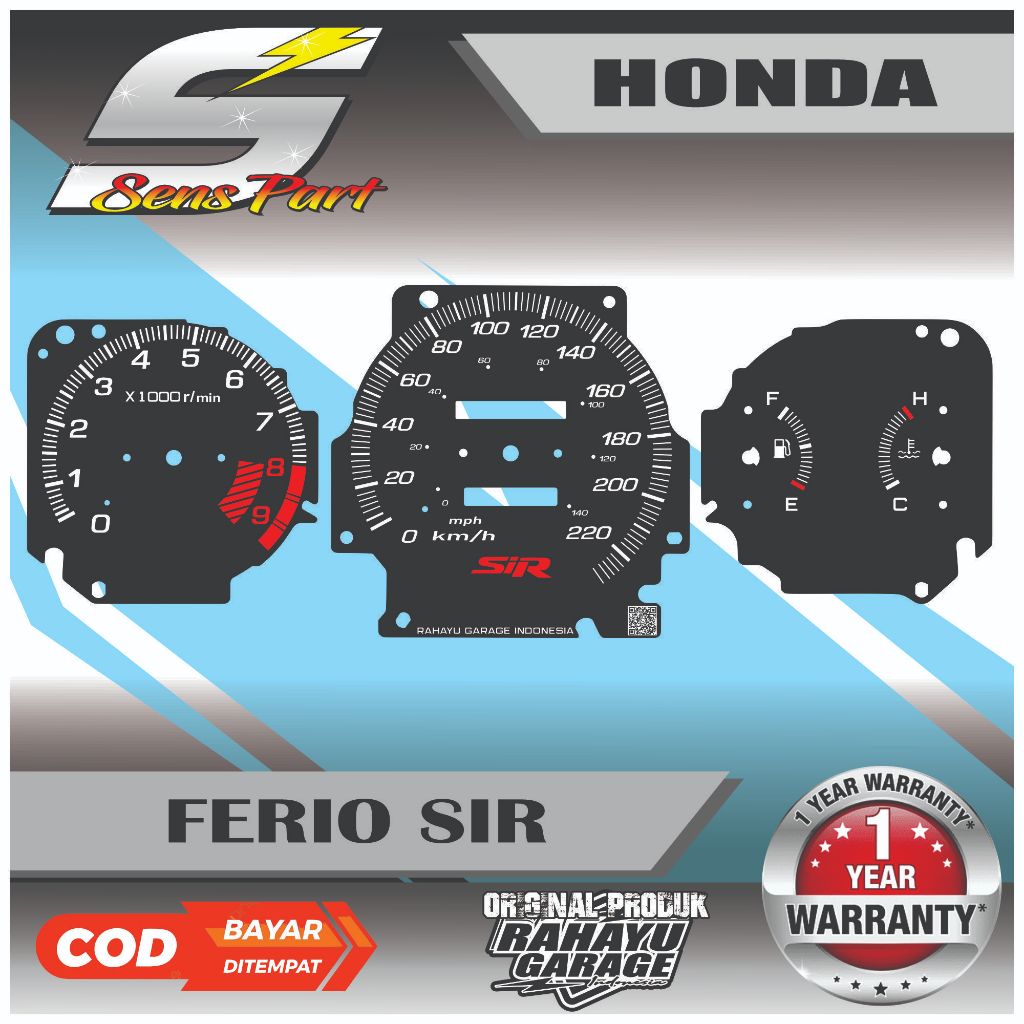 PAPAN SPEEDOMETER CUSTOM HONDA CIVIC FERIO REPLIKA FERIO SIR, FERIO SI, EK4, MUGEN, TYPE R